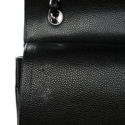 Caviar Quilted Jumbo Double Flap Black