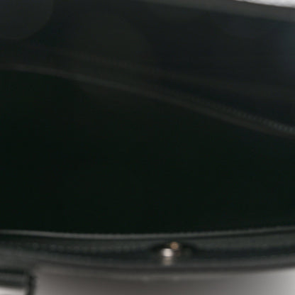 Textured Dollar Calfskin Web Monochrome Large Diana Tote Bag Black