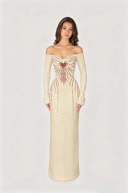 Enchanting Black Velvet Long Sleeves Strapless Evening Dress with Rhinestone