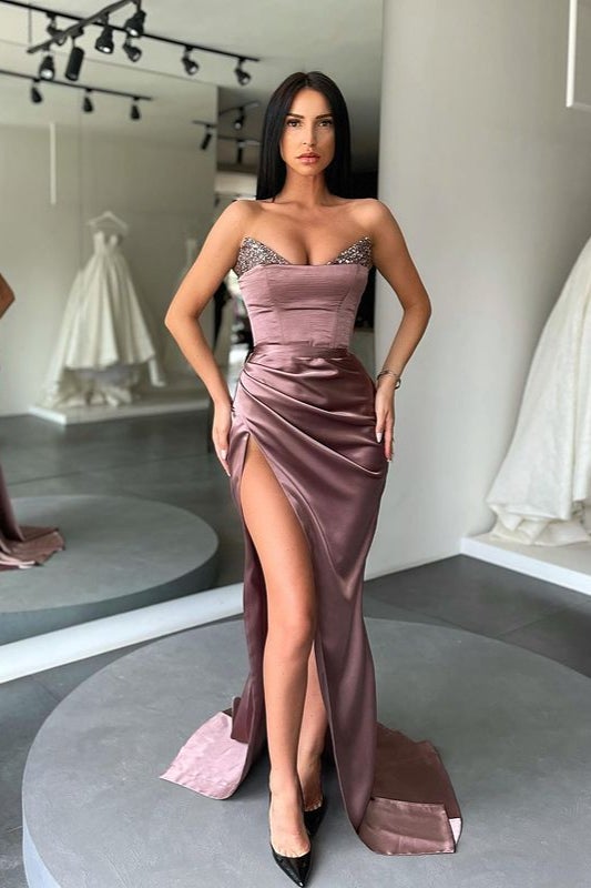 Mermaid Sweetheart Prom Dress Slit Long With Sequins