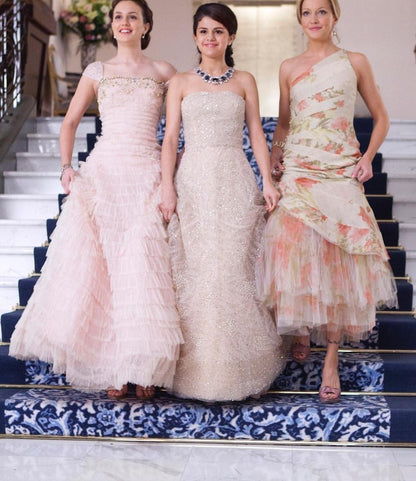 Pink Ball Gown Straps Beaded Layered Tulle Long Evening Dress Prom Dress SH3939