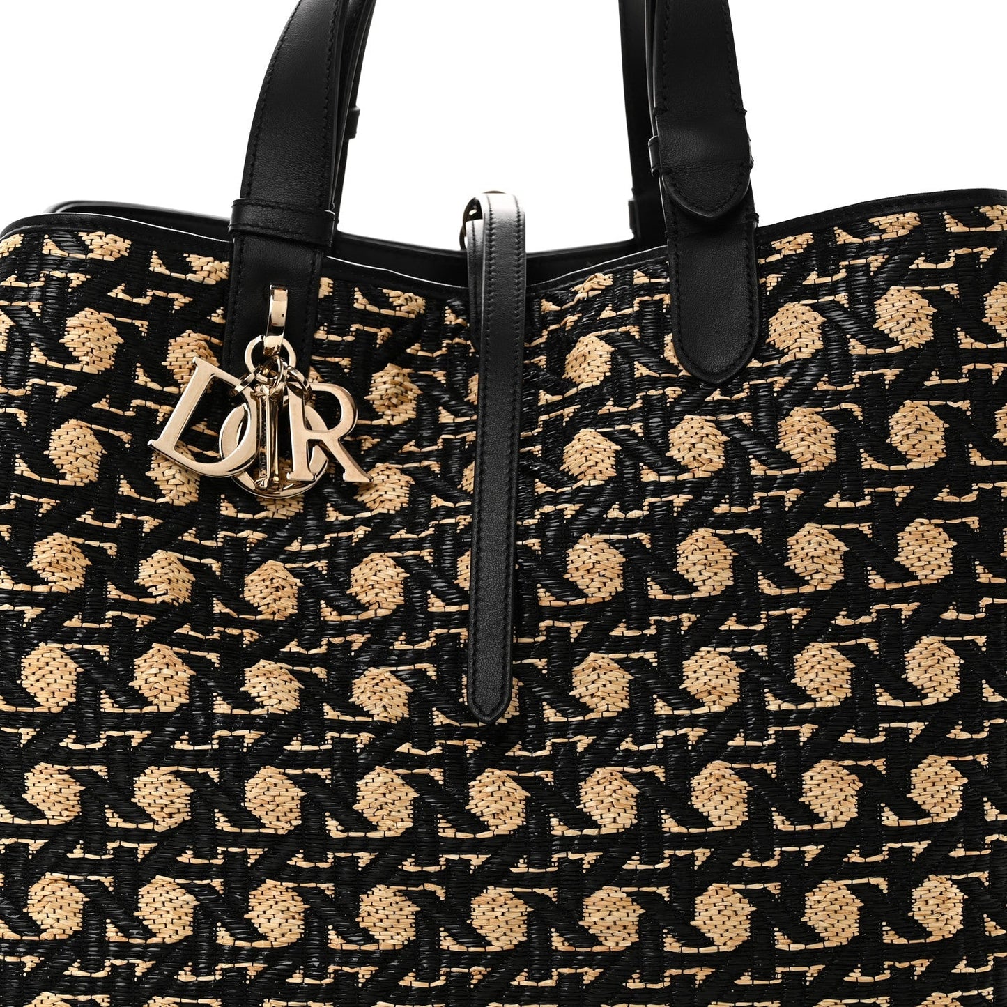 Raffia Calfskin Cannage Large Toujours Black Beige