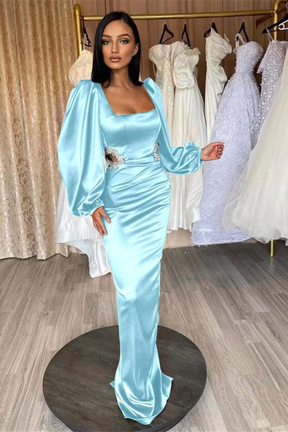 Glamorous Long Puff Sleeves Mermaid Prom Dress With Appliques
