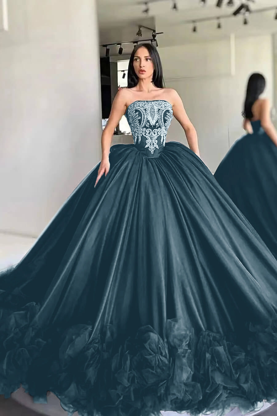 Gorgeous Strapless Mermaid Prom Dress Sleeveless With Appliques Black