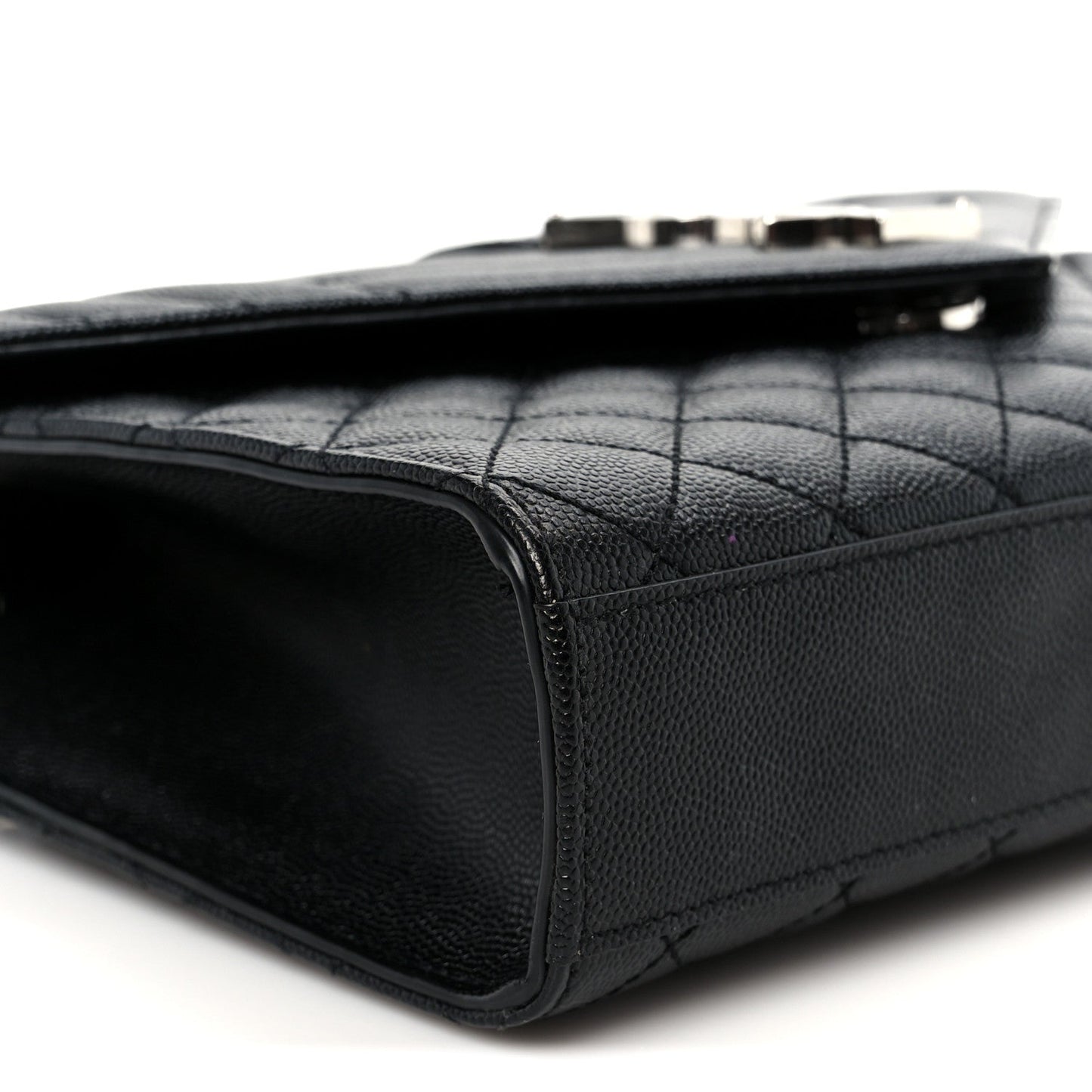 Grain De Poudre Textured Mixed Matelasse Triquilt Medium Monogram Satchel Black