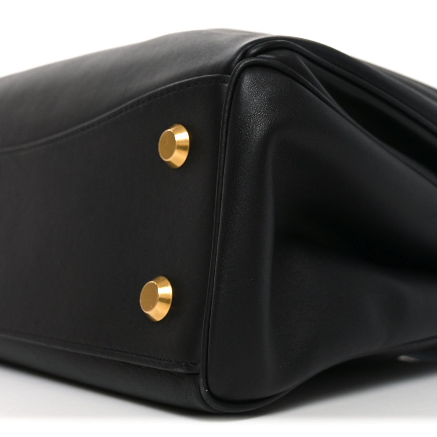 Natural Smooth Calfskin Medium Rodeo Top Handle Handbag  Black