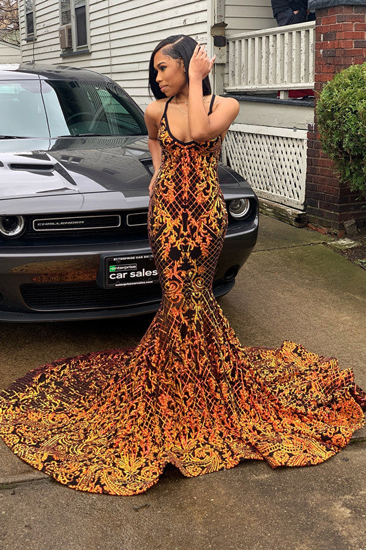 Plunging Neckline Laser Ligh Mermaid Prom Dress Sleeveless Court