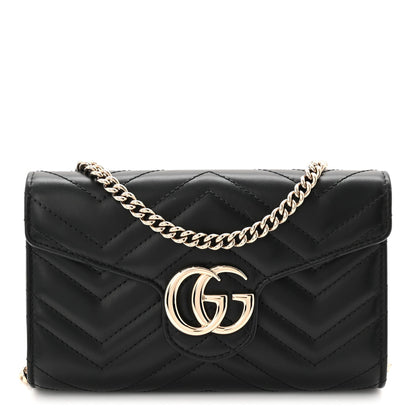 Calfskin Matelasse GG Marmont Wallet on Chain Black