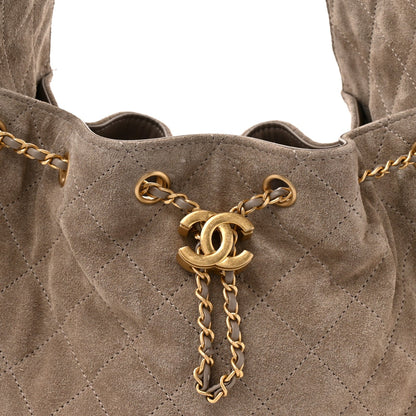 Suede Quilted Small Chanel 25 Handbag Dark Grey