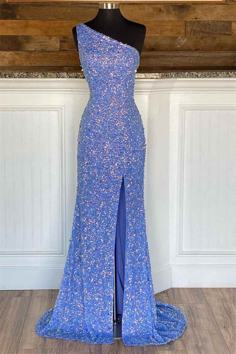 Amazing Sleeveless Mermaid Prom Dress One Shoulder With Slit
