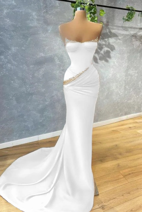 Dark Green Mermaid Prom Dress Strapless With beads