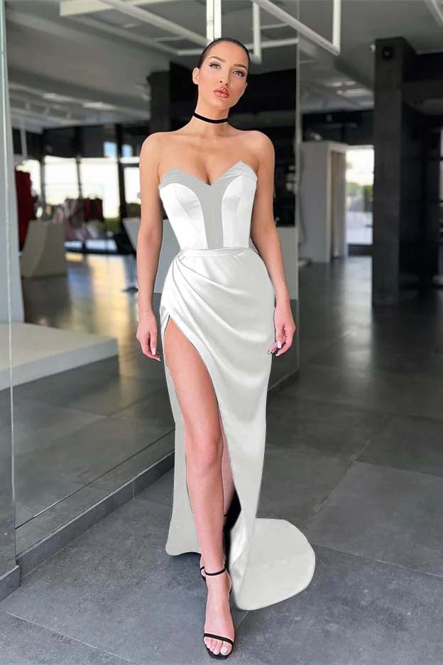 Elegant Sweetheart Mermaid Prom Black Dress With Slit