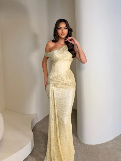 Stunning Sleeveless Sequins Floor Long Mermaid Evening Dress