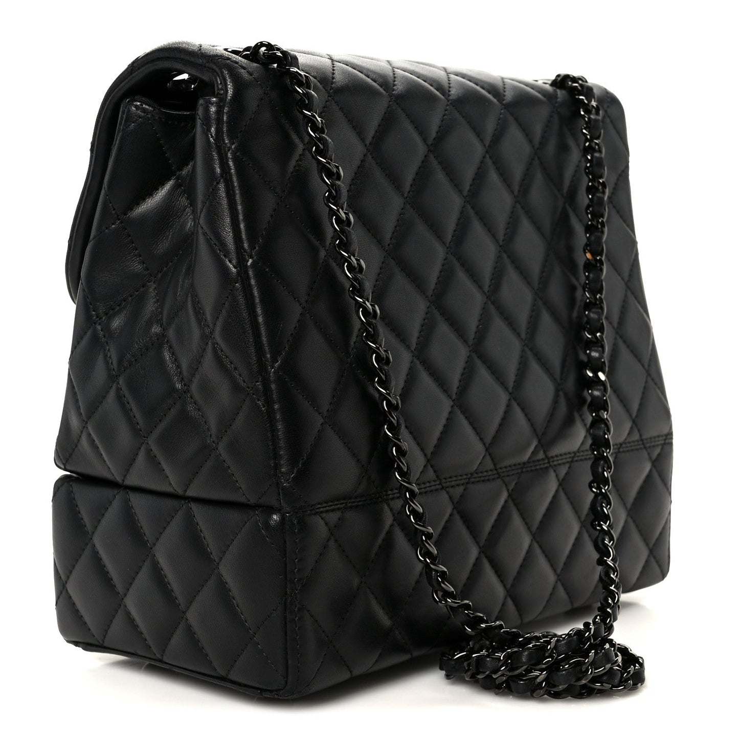 Lambskin Quilted Cockpit Flap Bag Black