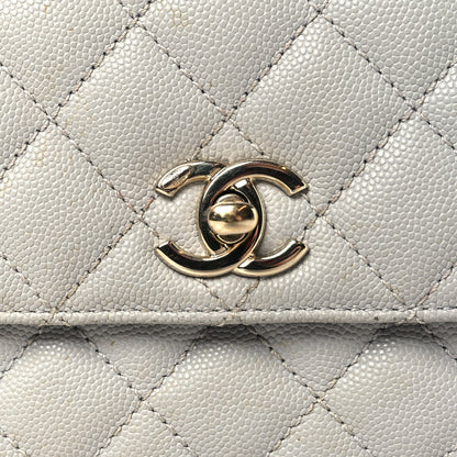 Caviar Quilted Mini Coco Handle Flap Light Grey