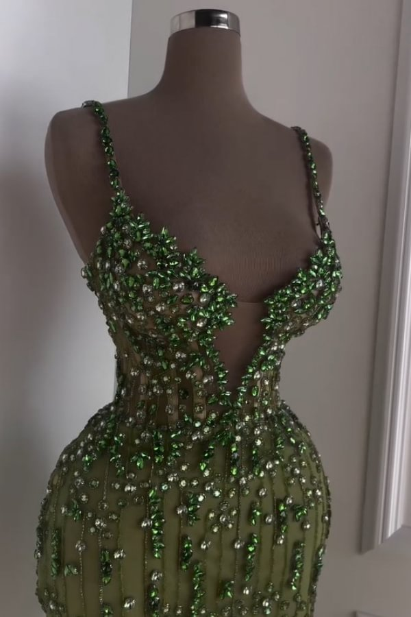 Luxurious Beaded Green Sweetheart Prom Dress