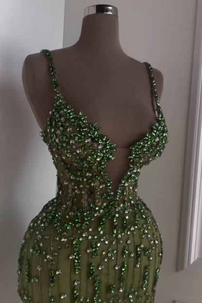 Luxurious Beaded Green Sweetheart Prom Dress