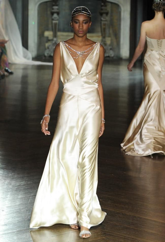 Simple A Line V Neck Light Champagne Satin Long Prom Dress Graduation Prom Dress SH2524