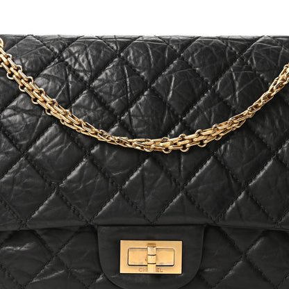 Aged Calfskin Quilted 2.55 Reissue 227 Flap Black