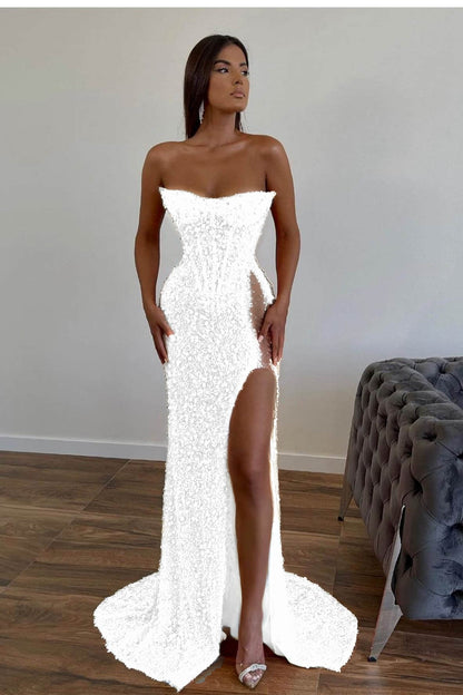 Gorgeous Sequins Mermaid Sweetheart Prom Dress Slit With Sleeveless Orange