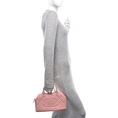Caviar Quilted Small Bowler Pink