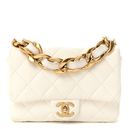 Lambskin Quilted Small CC Funky Town Flap White