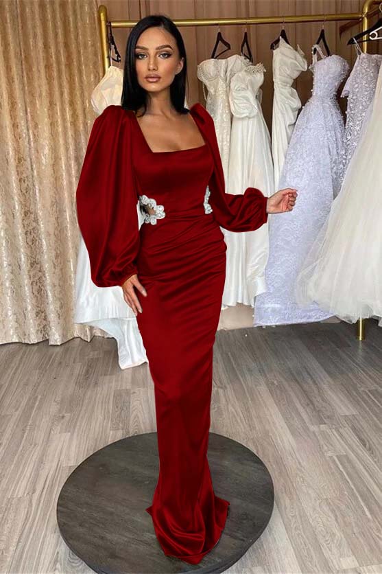 Glamorous Long Puff Sleeves Mermaid Prom Dress With Appliques