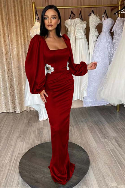 Glamorous Long Puff Sleeves Mermaid Prom Dress With Appliques
