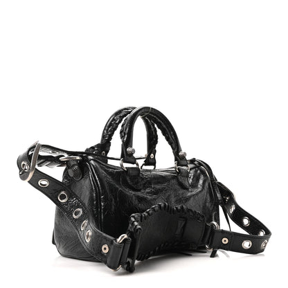 Agneau Arena Mini Le Cagole Duffle Crossbody Bag Black