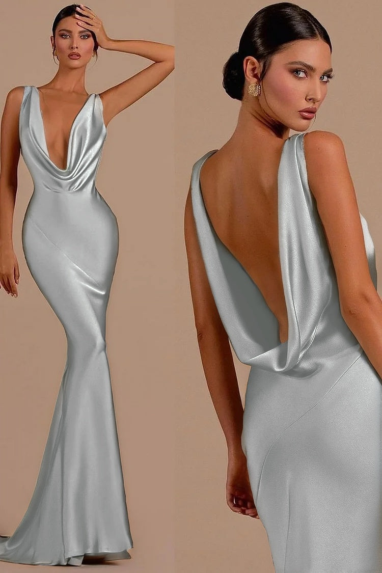 Charming Mermaid Red Sheath Halter Long Prom Dress
