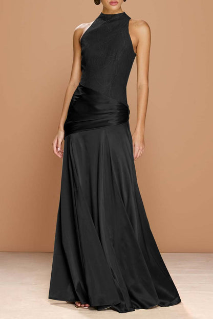 Chic Sleeveless High Neck Prom Dress With Embroidery