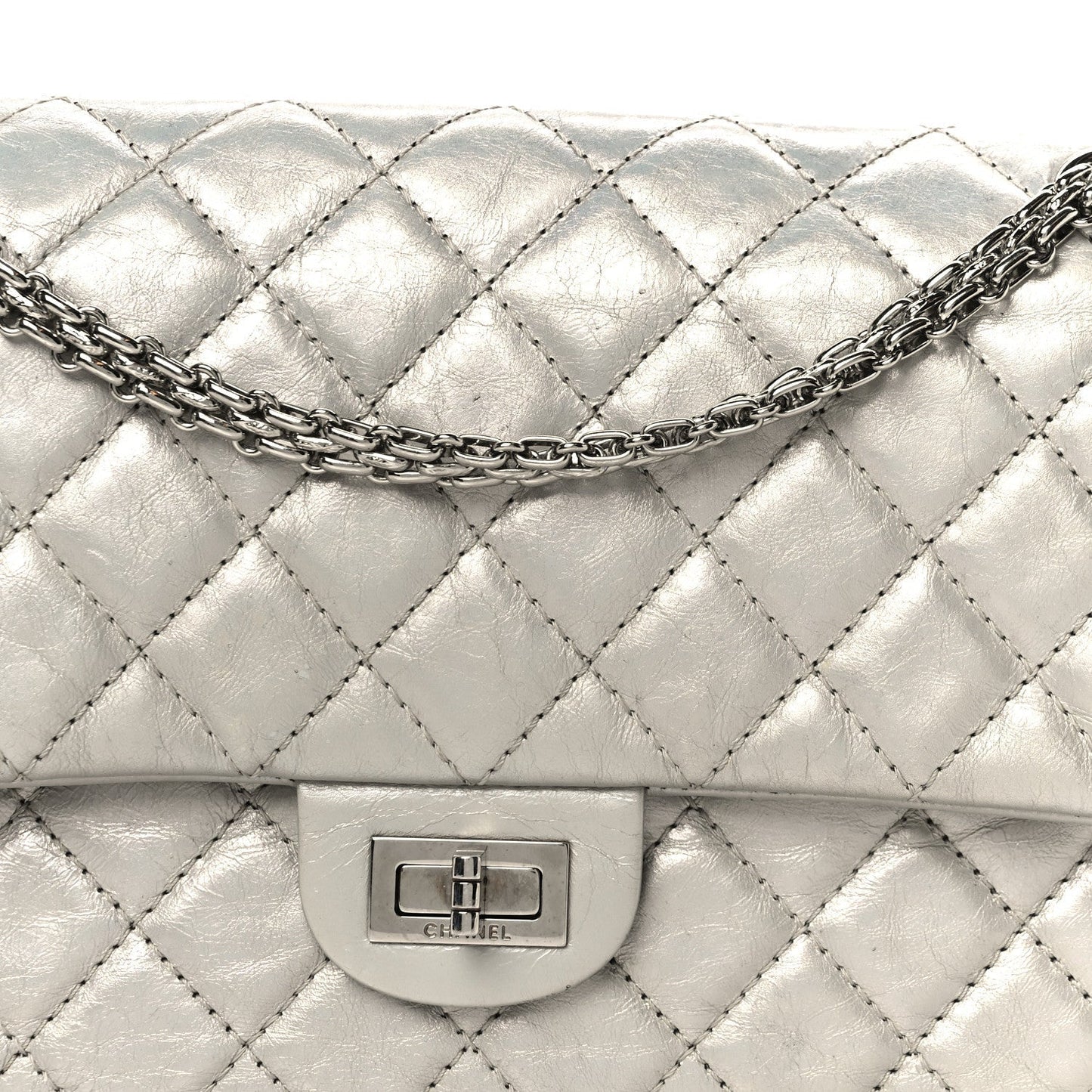 Metallic Lambskin Quilted 2.55 Reissue 226 Flap Silver