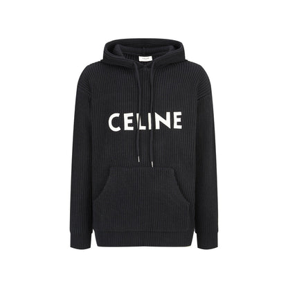 CELINE Patch Embroidered Hoodie Sweater Wool Cotton