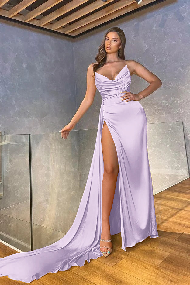Mermaid Long Pleated Slit Prom Dress