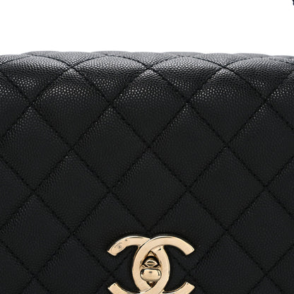 Caviar Quilted Small Coco Handle Flap Black