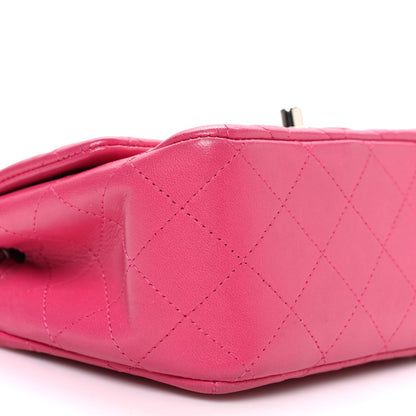 Lambskin Quilted Mini Square Flap Dark Pink