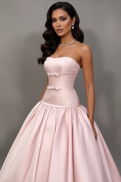 Stunning Sleeveless Strapless A Line Prom Dress With Bowknot