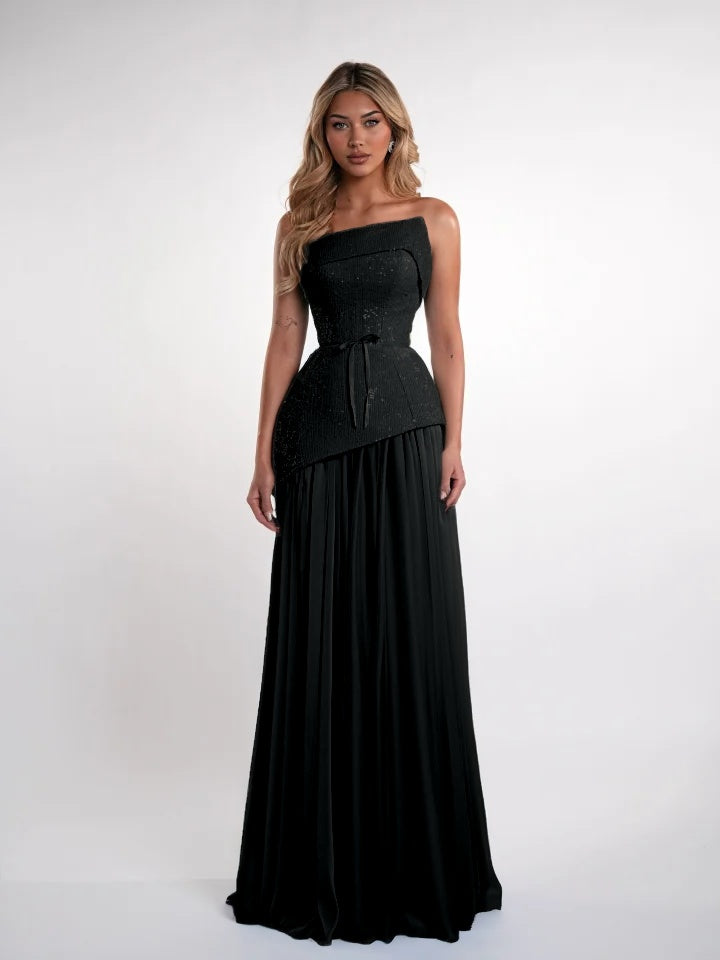 Charming Blue Straight Across Sleeveless Sequins Pleated Evening Dress