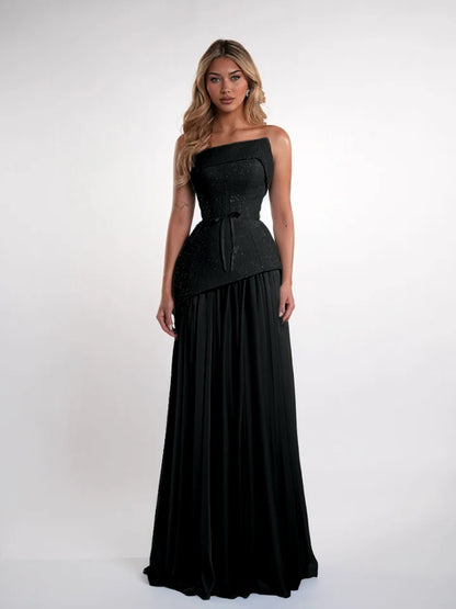 Charming Blue Straight Across Sleeveless Sequins Pleated Evening Dress
