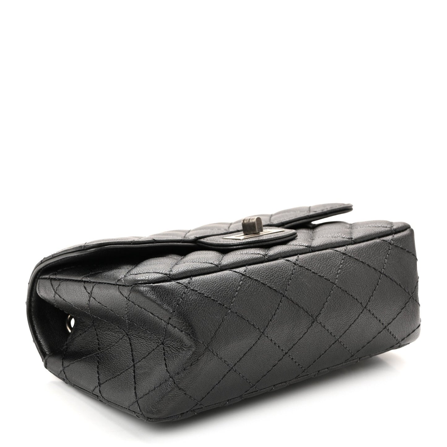 Goatskin Quilted 2.55 Reissue Mini Flap Dark Silver