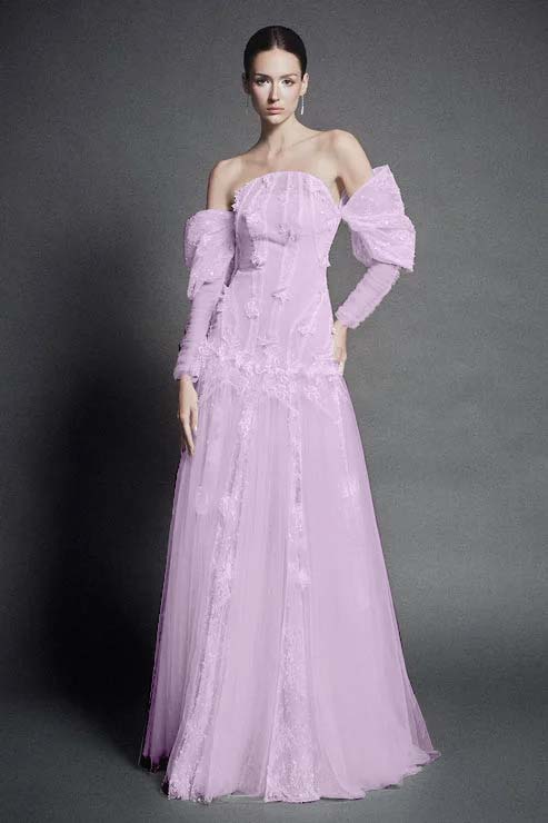 White Strapless Off-the-Shoulder A Line Evening Dress with Appliques
