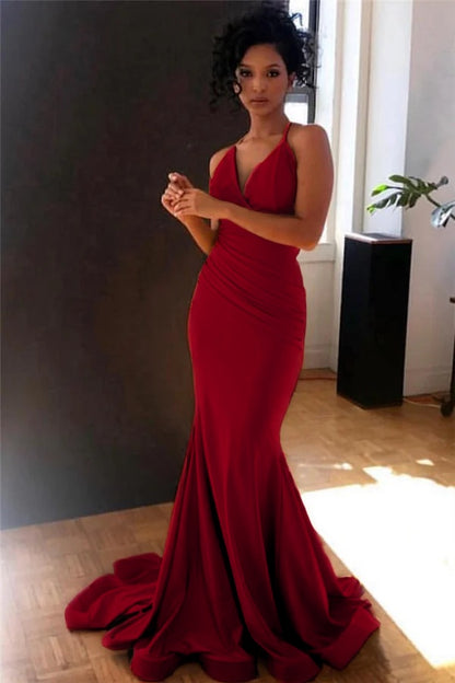 Spaghetti-Straps Mermaid Long Evening Gown