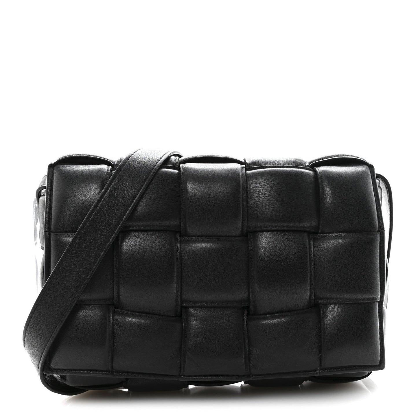 Nappa Maxi Intreccio Padded Cassette Crossbody Bag Black