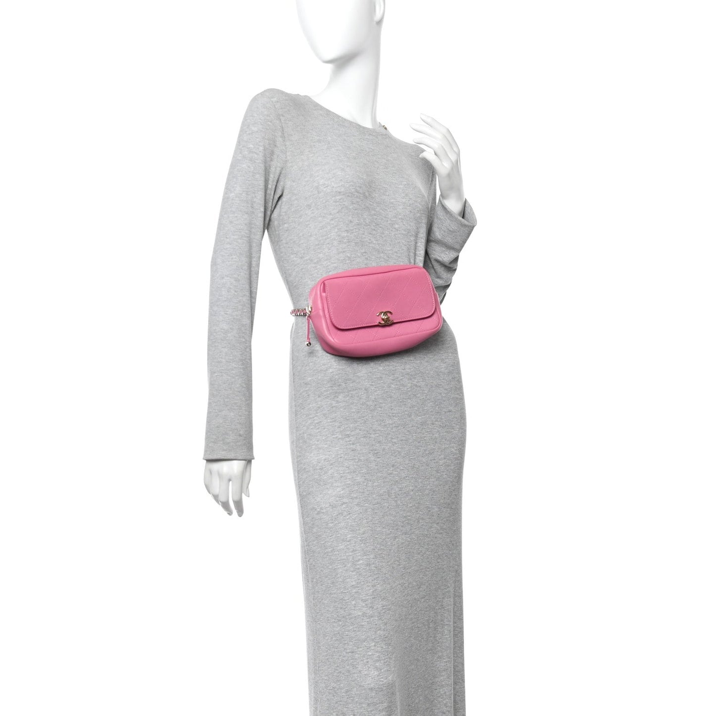 Goatksin Quilted Casual Trip Waist Bag Pink