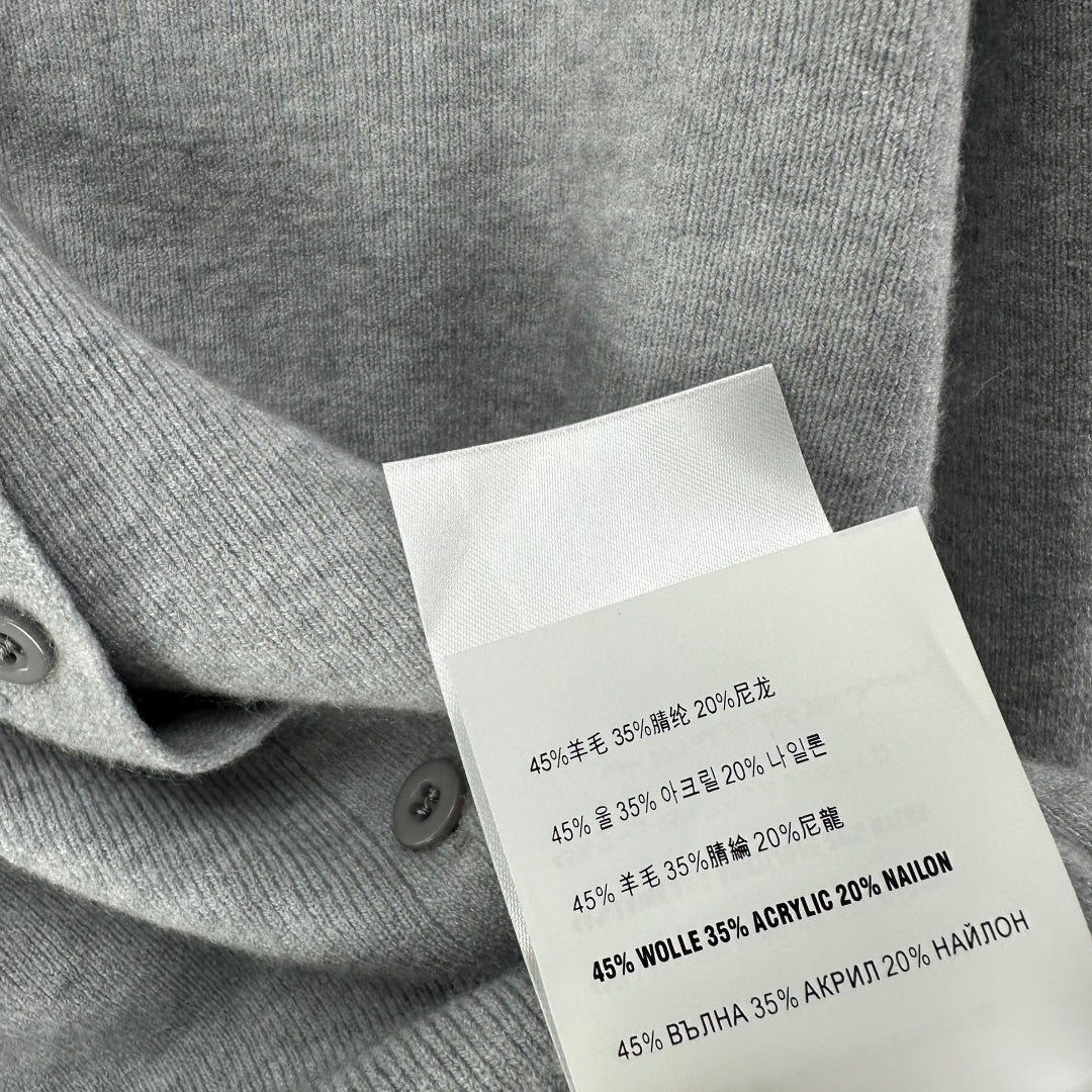 Miumiu 2026 Knit Long-Sleeve Cardigan Light Grey Wool Acrylic Nylon 349050
