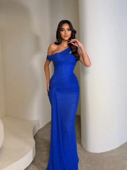 Stunning Sleeveless Sequins Floor Long Mermaid Evening Dress