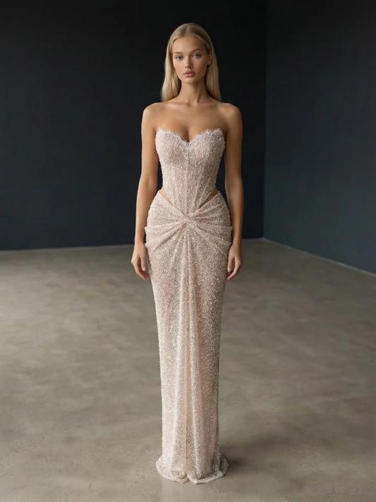 Gorgeous Sleeveless Sweetheart Fitted Evening Dress With Beading