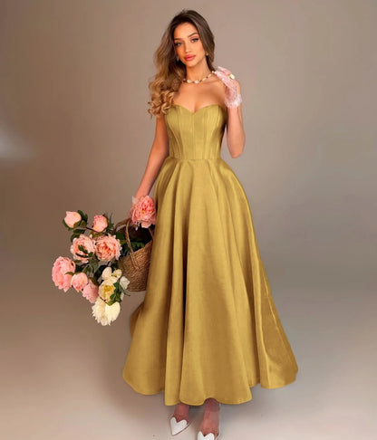 Elegant Sky Blue Sleeveless Sweetheart A-Line Evening Dress