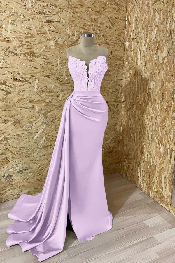 Sleeveless Mermaid Evening  Appliques Dress With Slit