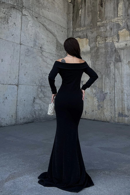 Stunning Dark Green Strapless Long Sleeves Deep V Neck Mermaid Prom Dress with Split